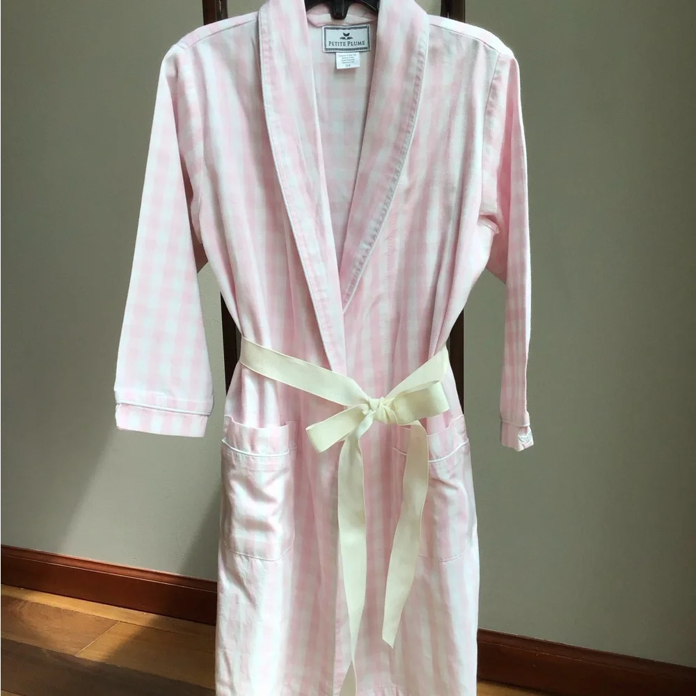 Petite‎ Plume Robe Bath Gingham Print Sleepwear Luxurious